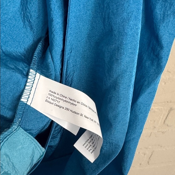 Eloquii wrap blouse deep v neck gathered plunge collar color block NEW blue 24 - Picture 6 of 6